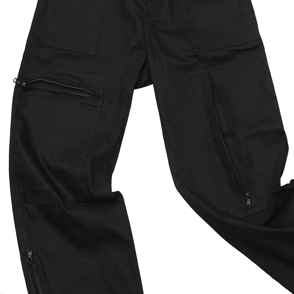 Quần kaki 100% cotton khóa kéo ống BLACK ZIPPED PANTS Godmother