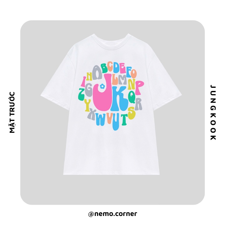 Áo Thun Unisex abcJK in hình tên IG JUNGKOOK nhiều màu