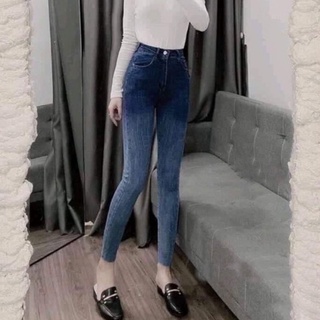 Quần jean ôm loang xanh trơn