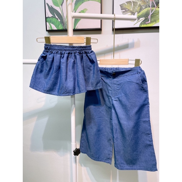 set áo ống quần ống rộng giả jean cho bé Gái