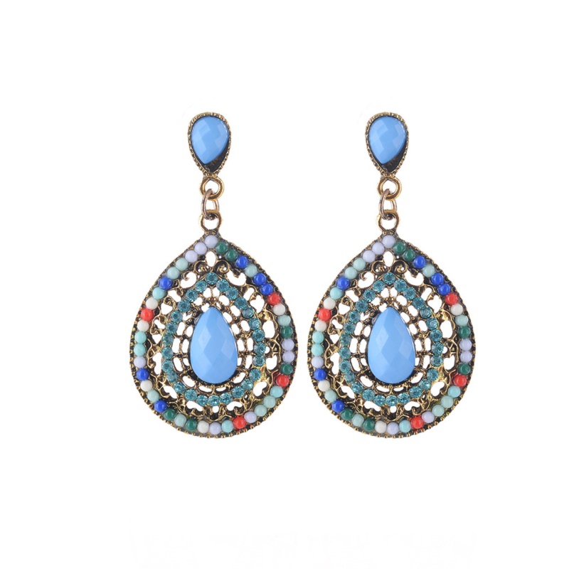 1 Pair Vintage Drop Earrings For Women Ethnic Resin Multicolor Bead Large Bohemia Dangle Earrings Jewelry Gift