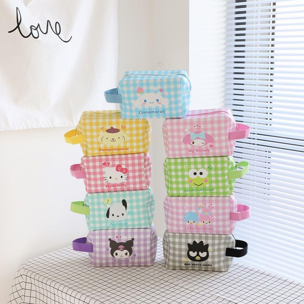 Túi Đựng Mỹ Phẩm Đa Năng Chống Thấm Nước Bằng Da PU Hình Mèo Kitty Dễ Thương