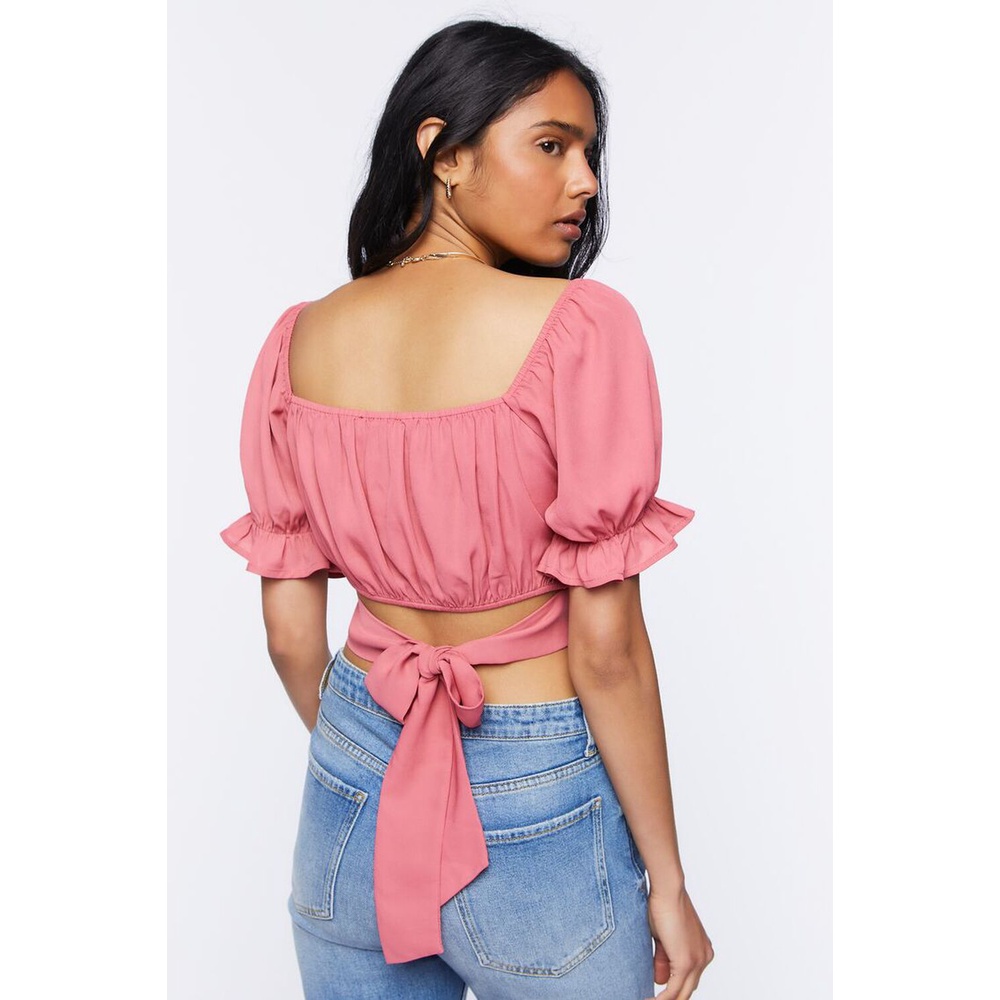 Áo kiểu thắt nơ sau lưng | Hồng/Nude/Trắng - Tie-Back Crop Top | Tiam Clothes VNXK