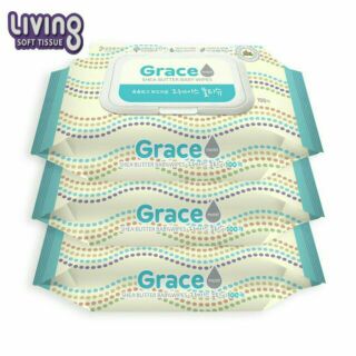 Bộ 3 khăn giấy ướt Hàn Quốc Living Grace - loại 100 tờ/gói KHÔNG MÙI chuyên dùng cho trẻ sơ sinh