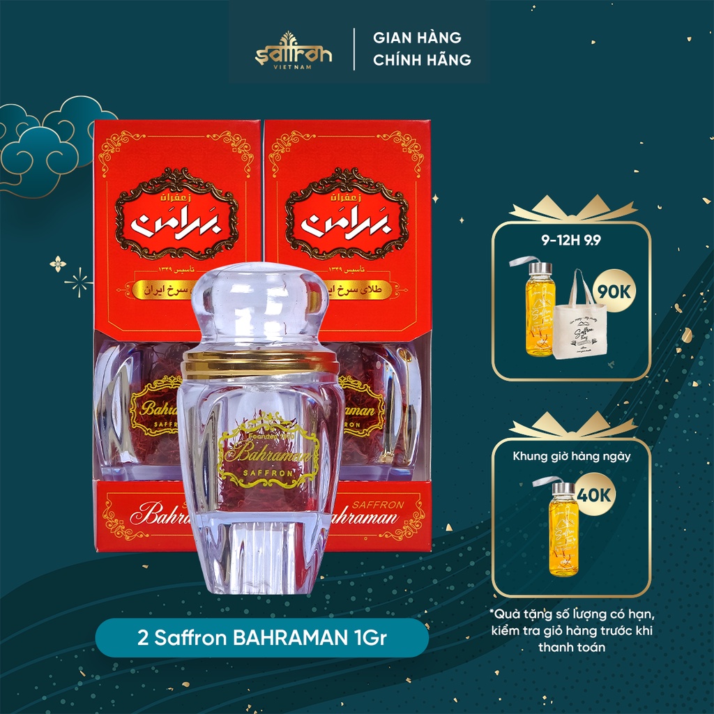 Nhụy Hoa Nghệ Tây Saffron Bahraman 2 hộp 1gram/hộp
