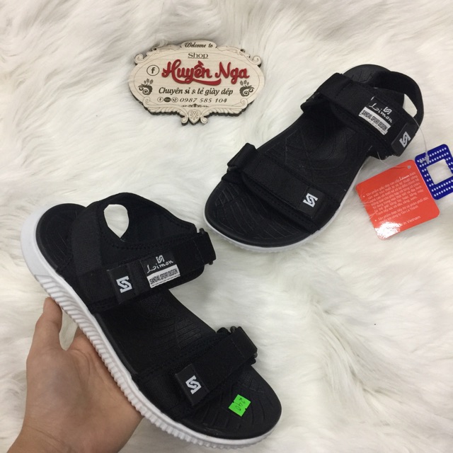 Dép quai hậu nam. Sandal nam nhẹ đen đế trắng bền đẹp