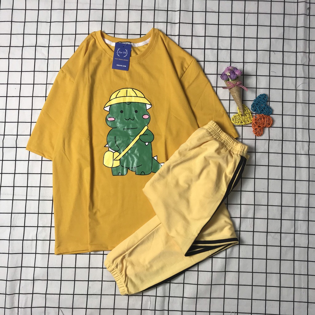 Set Đồ Bộ Quần JOGGER+ ÁO Khủng Long Đội Nón -Lapi VN Vải Thun Cotton Thoáng Mát, Freesize