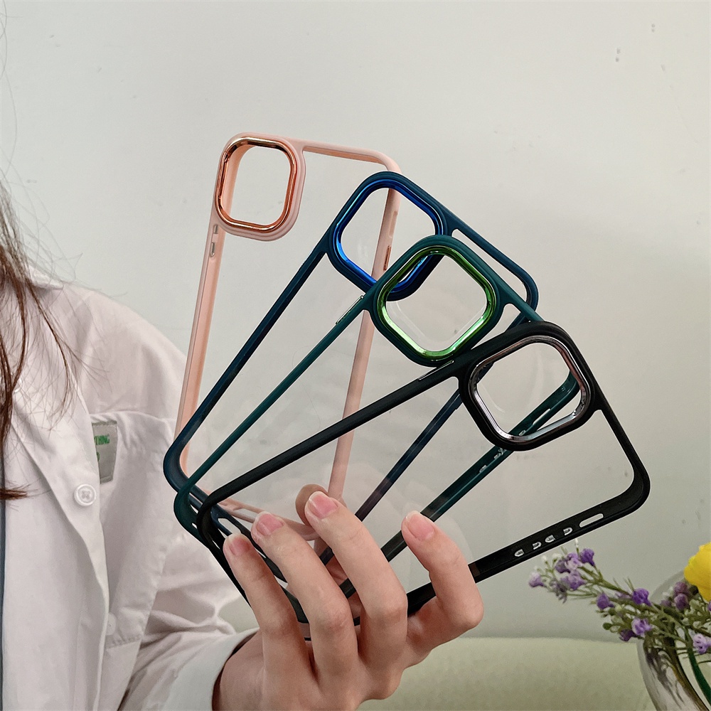 Ốp lưng iphone 14 Ốp Điện Thoại TPU Mềm Trong Suốt Viền Kim Loại Chống Sốc Sang Trọng Cho IPhone 11 13 Pro Max 12 Pro Max 14 pro X Xs