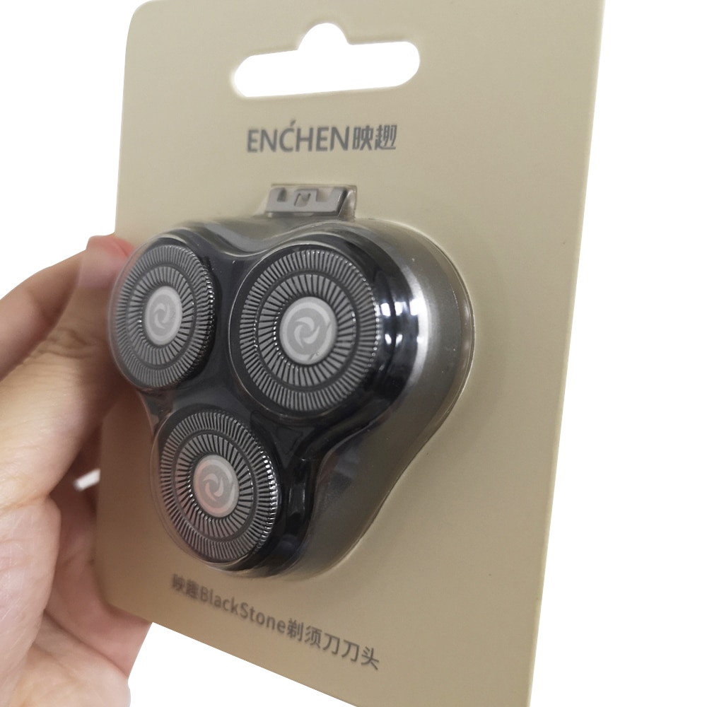 Đầu Máy Cạo Râu Điện Màu Đen Kèm Lưỡi Dao Thay Thế Enchen