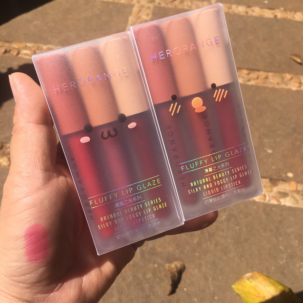 Set 3 Cây Son Kem Lì Herorange Fluffy Lip Glaze