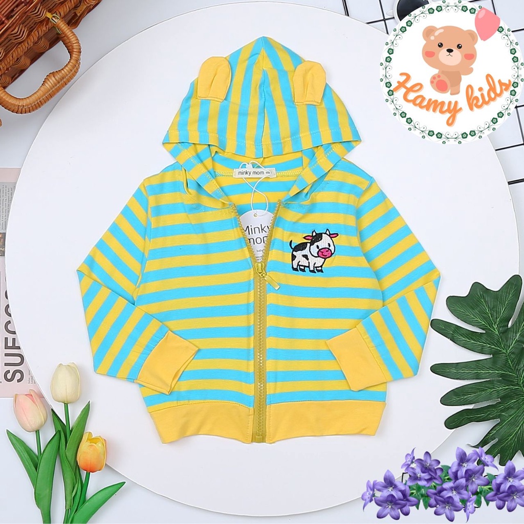 Áo Khoác Chống Nắng Cho Bé Minky Mom Chính Hãng Thun Lạnh Sọc Dệt Visco Có Nón Bé Từ 0-5 Tuổi Dưới 20kg - Hamykids