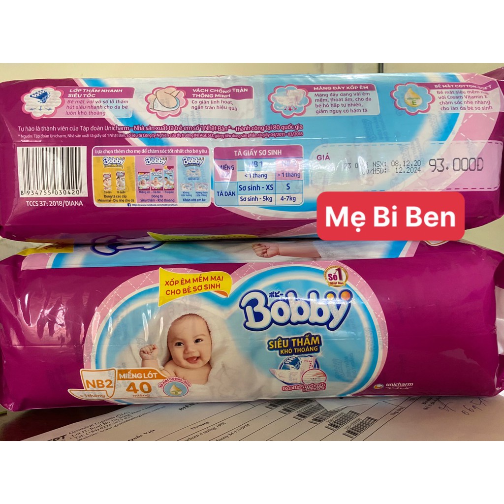 Miếng Lót Sơ Sinh Bobby Newborn 2 40 miếng