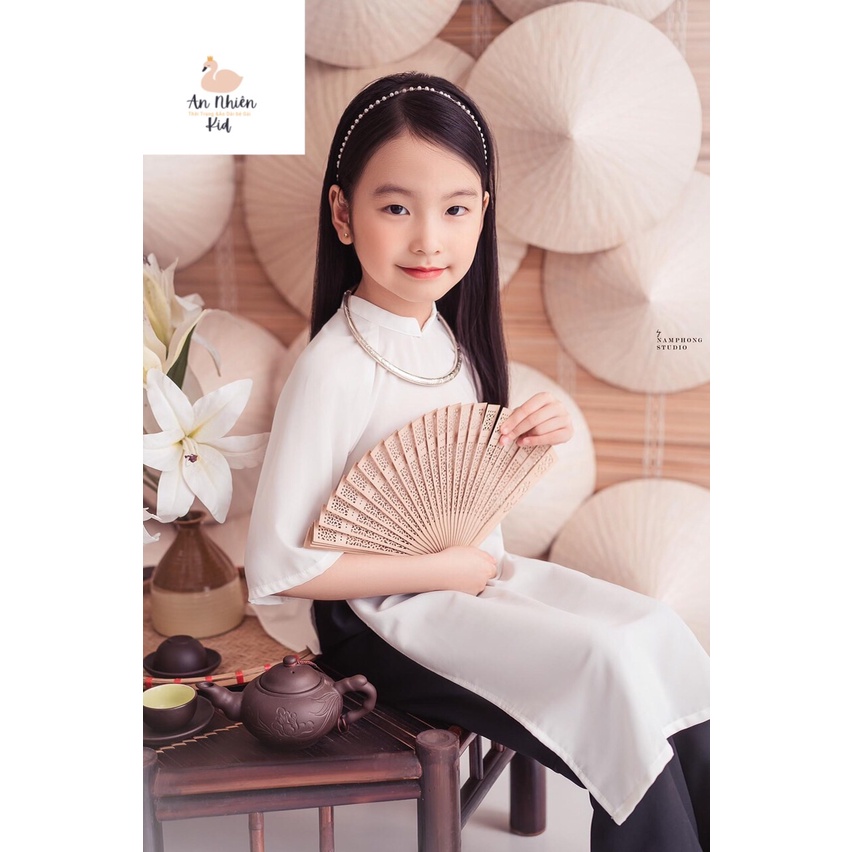 AD0012 Áo Dài Trắng Bé Gái