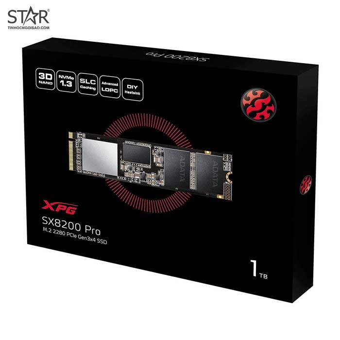 Ổ cứng SSD 1TB Adata SX8200 Pro M.2 NVMe PCIe Gen3x4 (ASX8200PNP1TTC)