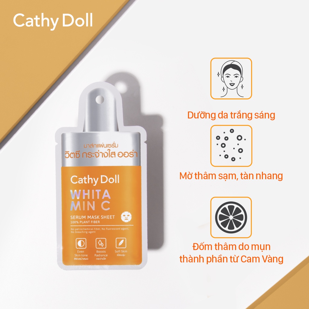 Mặt nạ giấy dưỡng trắng da Cathy Doll Whitamin C Serum Mask Sheet 20g