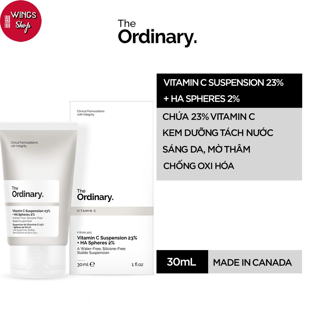 Kem Dưỡng Ẩm Và Làm Sáng Da The Ordinary Vitamin C Suspension 23% + HA Spheres 2% | Wings Shop