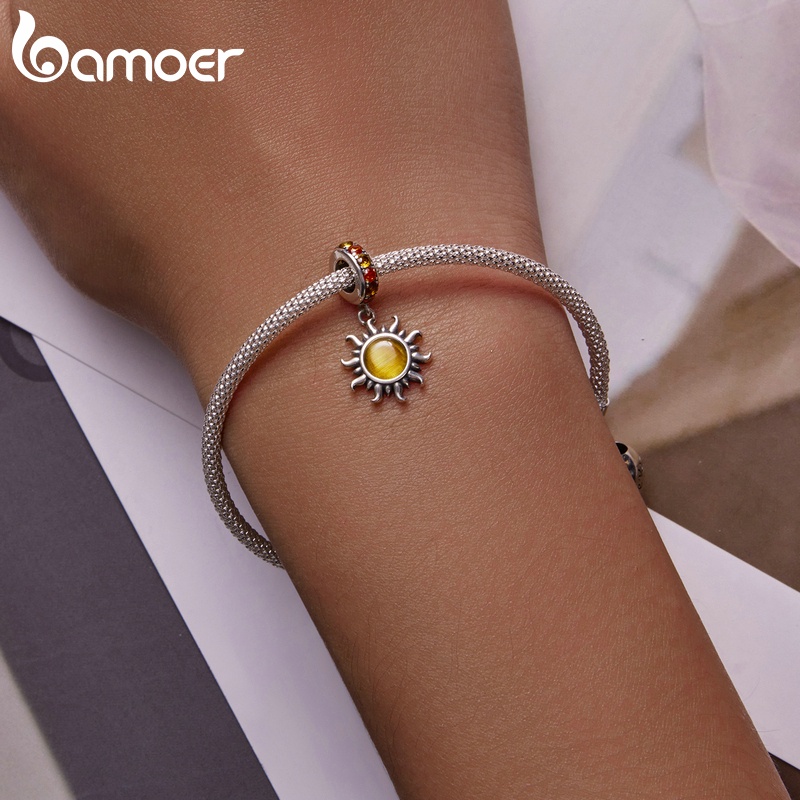 Mặt dây BAMOER hình mặt trời bằng bạc 925 SCC2210