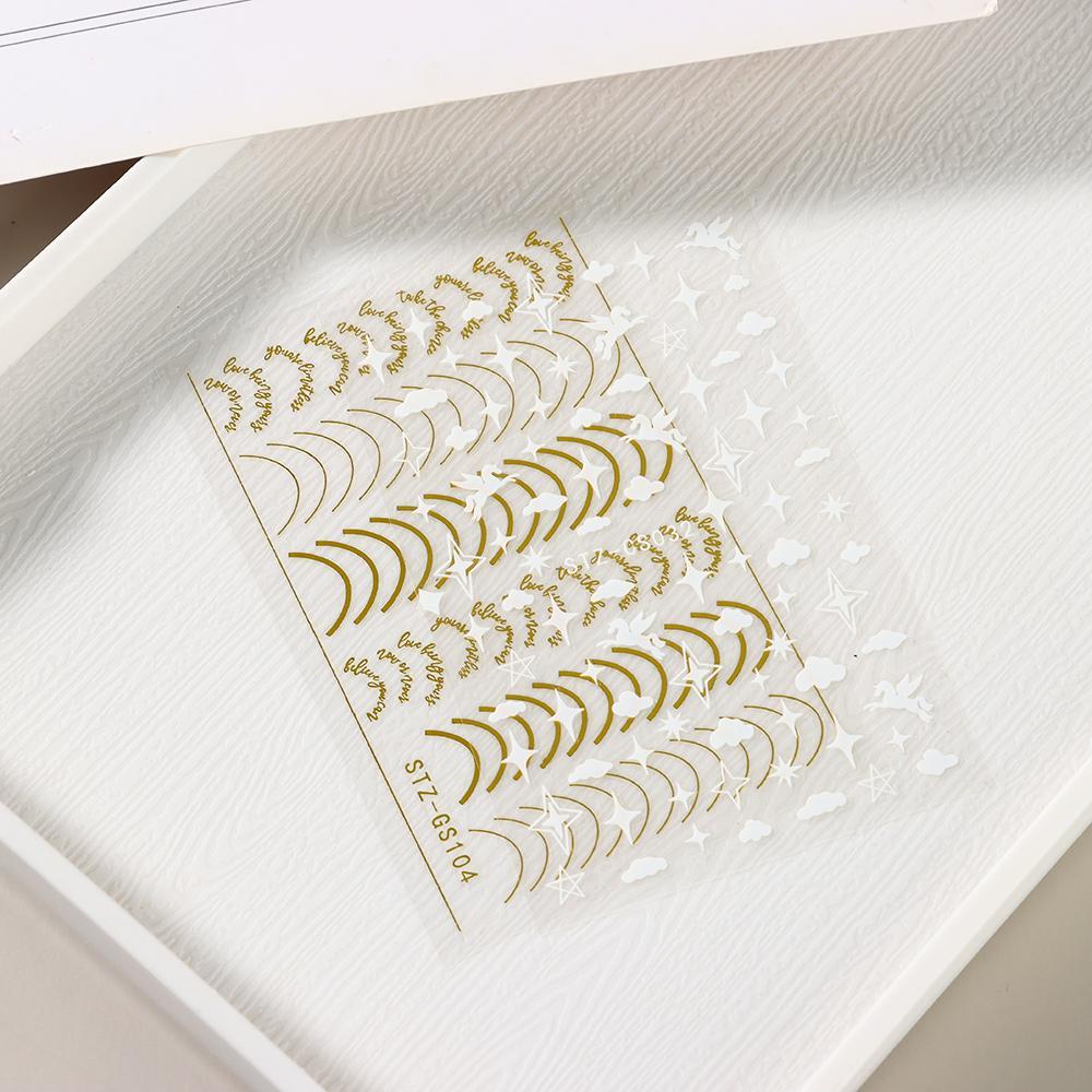 CACTU Sticker Dán Móng Họa Tiết Sọc 3D
