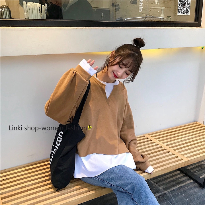 korean loose long sleeved sweater women top | BigBuy360 - bigbuy360.vn