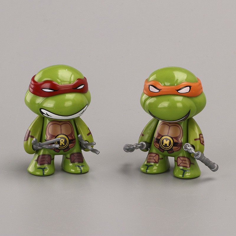 Mô hình - Bộ 04 mô hình Ninja Rùa cao 7 cm Teenage Mutant Turtles Q trang trí Tablo đồ chơi Dontello Leonardo Raphael