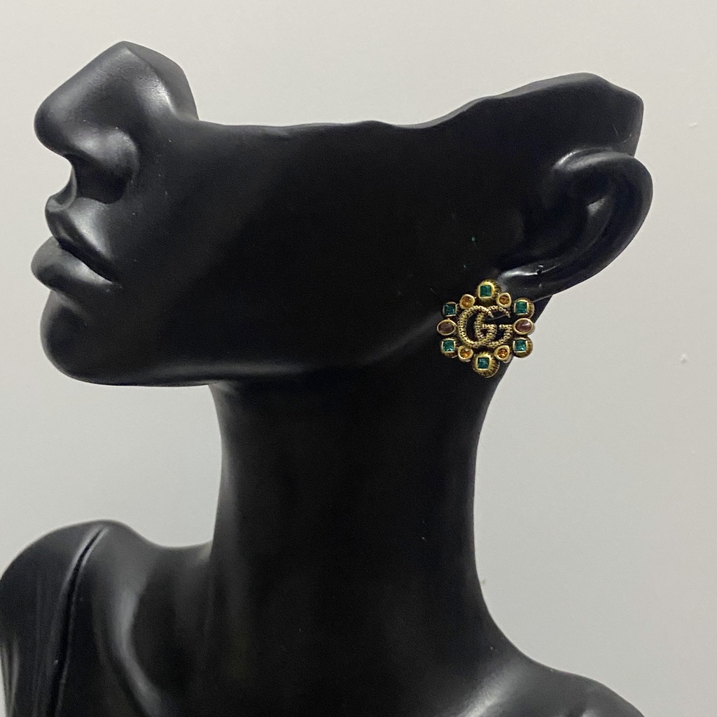 Bông Tai Gucci Bằng Thép Titan Hình Logo GG Đôi Thời Trang Cho Nữ