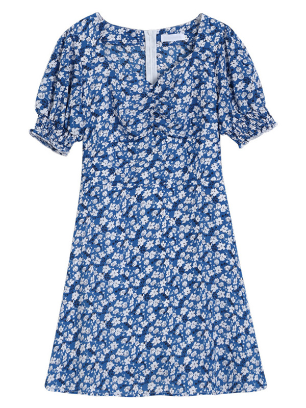 Váy midi dài 2021, đầm dài qua gố xòe hoa nhí cổ v đẹp màu đen thời trang hàn quốc | BigBuy360 - bigbuy360.vn