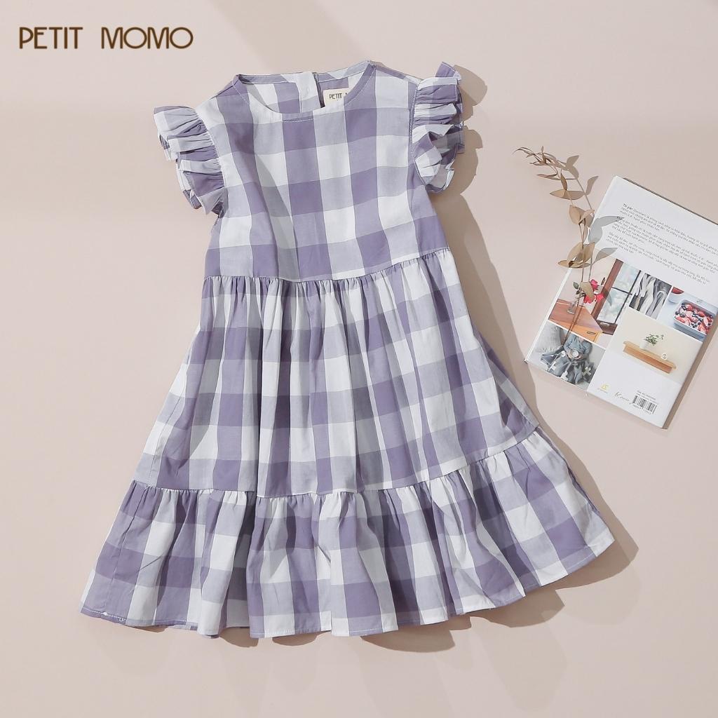 Váy Xòe Cho Bé Gái PETIT MOMO Chất Vải Cotton Thoáng Mát Thiết Kế 3 Tầng Tay Bèo Cổ Tròn Khuy Lưng H182