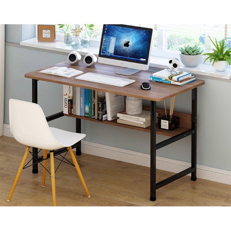 Bàn làm việc có giá lửng,bàn học thiết kế kiểu Hàn S-Table,T-Table khung thép