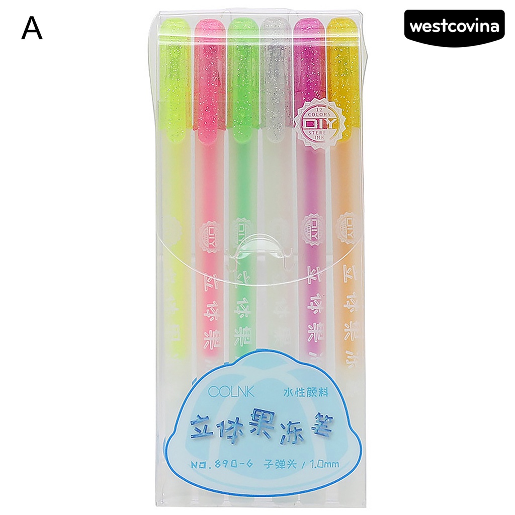 [Hot]✍Set 6 Bút Màu Jelly Sáng Bóng DIY