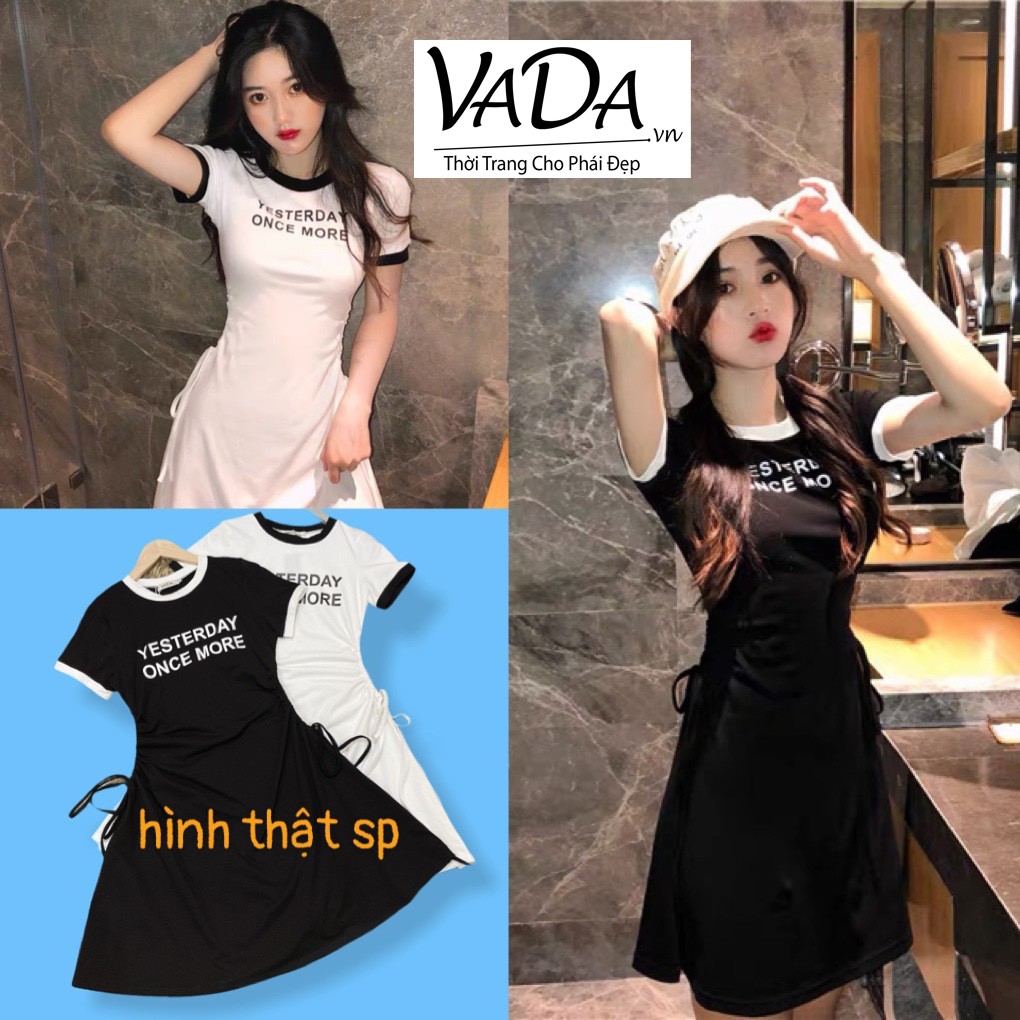 Đầm xoè tay ngắn cổ tròn viền in chữ so iu đi biển, đi chơi, dạo phố - Thời Trang VADA (Đ8) | BigBuy360 - bigbuy360.vn