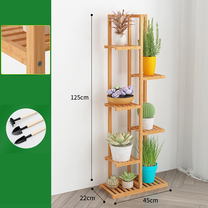 Bộ 3 kệ để chậu hoa bằng gỗ tre cao cấp - Kệ hoa trang trí decor gia đình sang trọng
