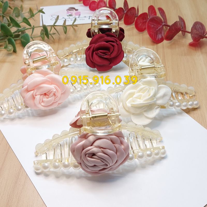 Kẹp Tóc Hoa Hồng, Kẹp càng cua nhựa, kẹp gấp