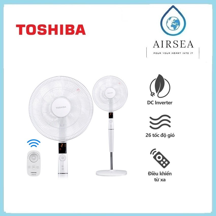Quạt Đứng Toshiba F-LSD30(W)VN - Điều Khiển Từ Xa-9 Cánh-DC Inverter- Cảm Biến Nhiệt- Hàng Chính Hãng, Bảo Hành 12 Tháng