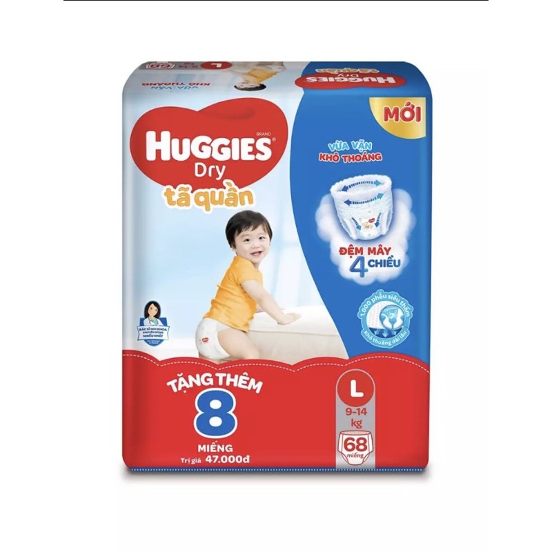 [Tặng 8 miếng] Tã quần huggies M74/ L68/ XL62/ XXL56 - M76/L68/XL62/XXL56