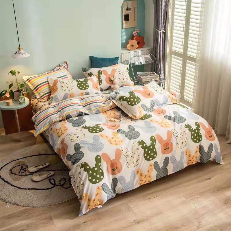 Bộ chăn ga Cotton Poly -cô bé  dâu tây xinh Luis bedding chăn ga Hàn Quốc đủ màu đủ size (miễn phí bo chun)