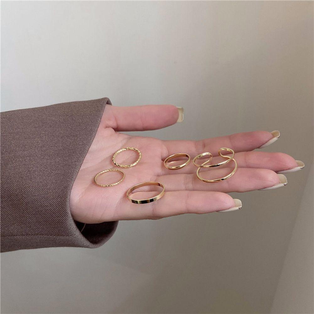 MXGOODS Bộ Nhẫn Hợp Kim Thiết Kế Hình Học Thời Trang Hàn Quốc