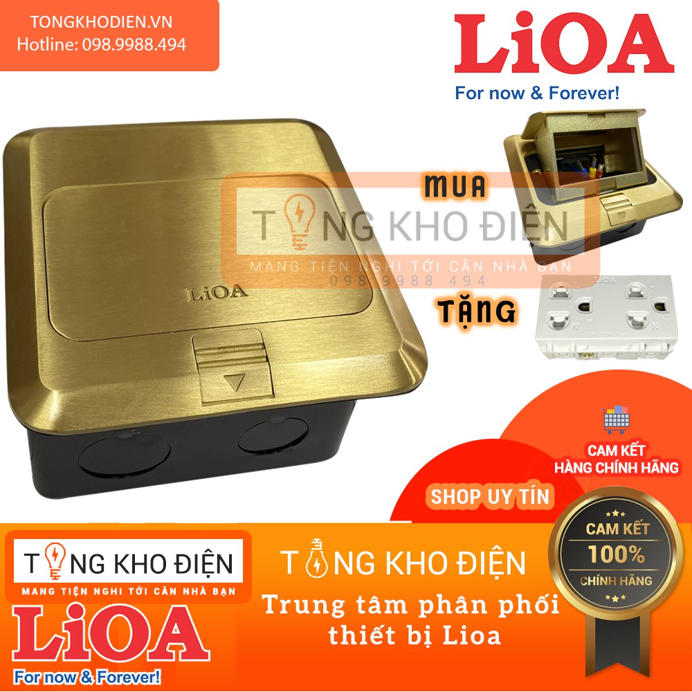 Ổ cắm âm sàn LiOA - Tặng ổ đôi 3 chấu có nắp che [CHÍNH HÃNG]