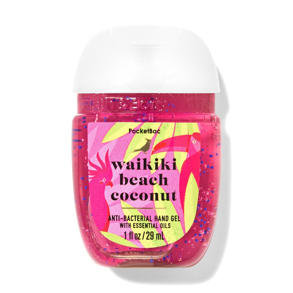 Gel rửa tay khô Bath &amp; Body Works Hand Sanitizer PocketBac Cleansing Gel Waikiki Beach Coconut 29ml (Mỹ)