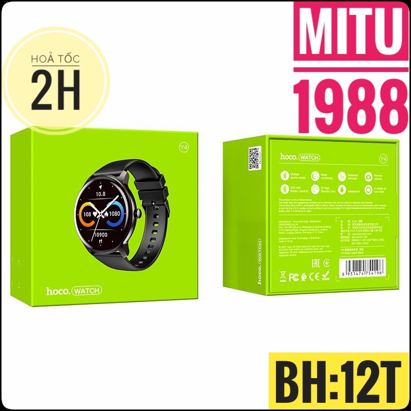 Đồng hồ thông minh HOCO Y4, 8 chế độ thể thao, theo dõi nhịp tim và giấc ngủ, nhiều mặt số để lựa chọn, có tiếng Việt