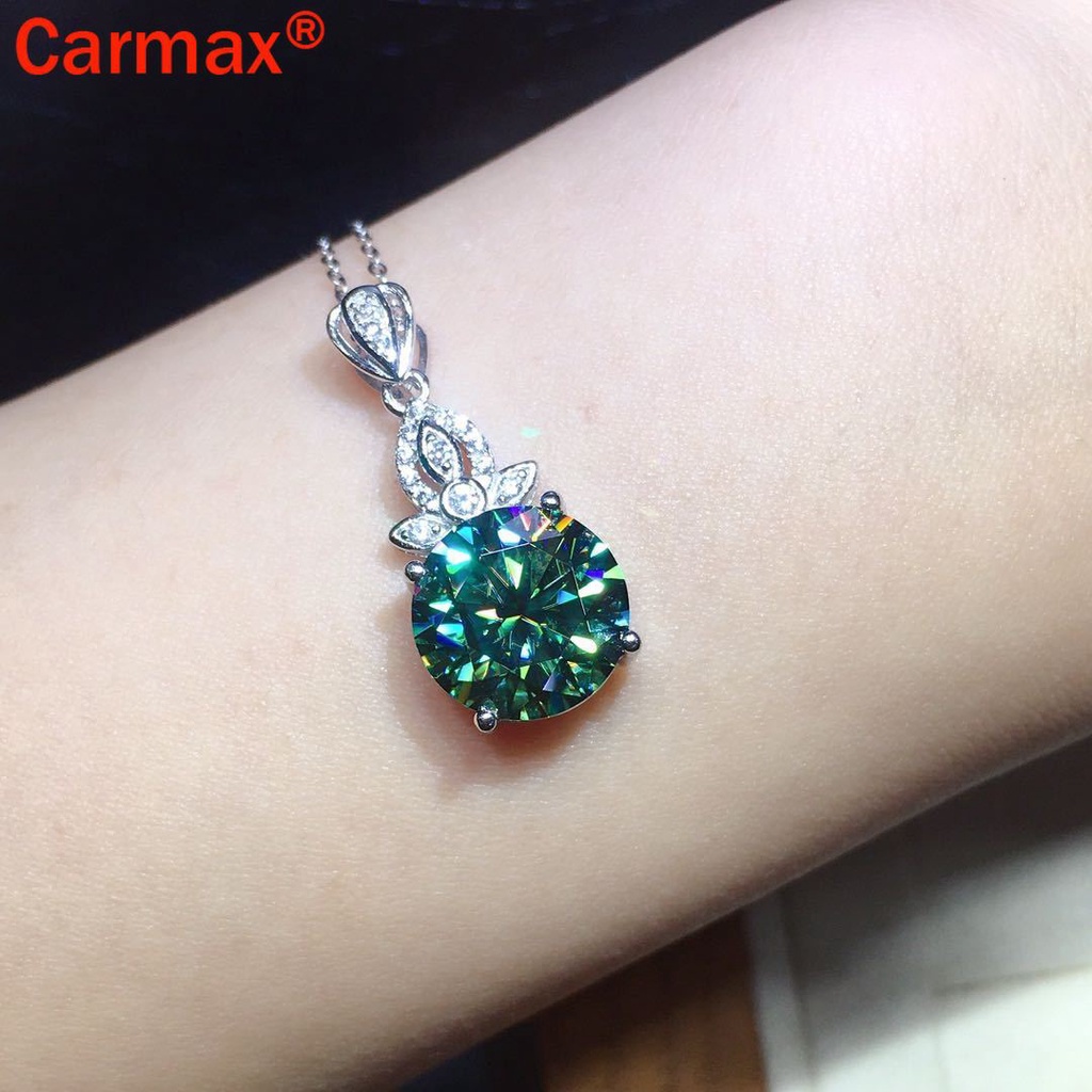 Dây chuyền mặt đá moissanite màu xanh lá thời trang cao cấp
