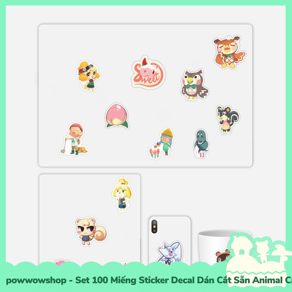 [Sẵn VN - Hỏa Tốc] Set 100 Miếng Sticker Decal Cắt Sẵn DIY Dán Trang Trí Vật Dụng Mẫu Game Animal Crossing New Horizons