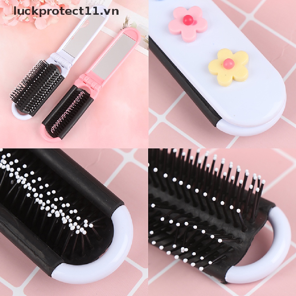 Lược chải tóc tích hợp gương gấp gọn tiện lợi