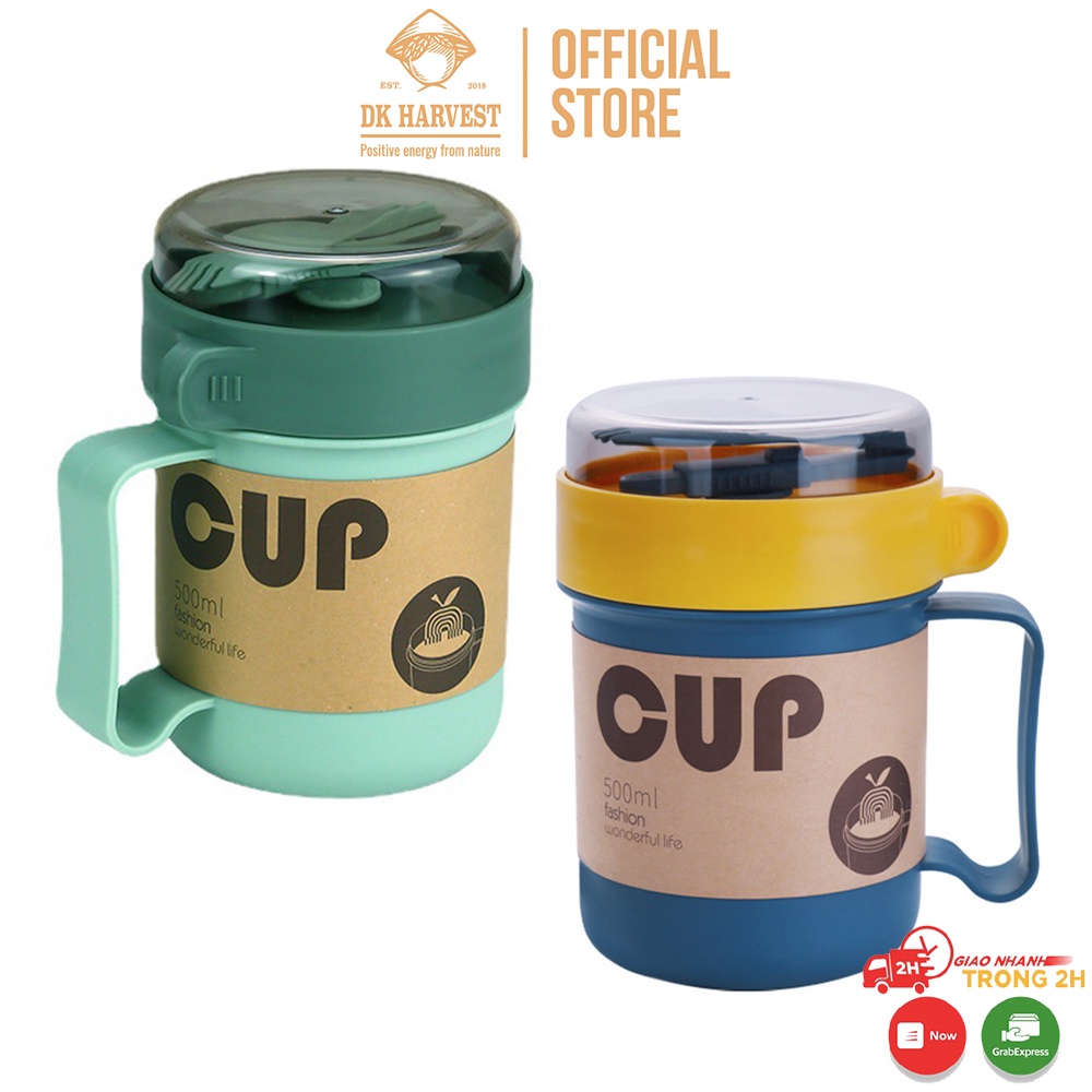 Cốc Đựng Canh Súp DK HARVEST  - Thiết Kế Tay Cầm - Dung Tích 500ml - Kèm Muỗng Tiện Dụng