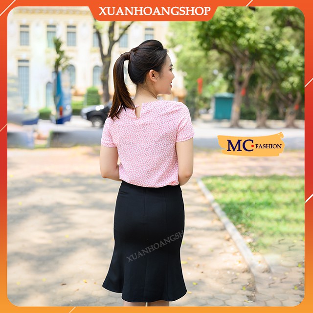 Áo Sơ Mi Nữ Công Sở Mc Fashion, Đẹp, Họa Tiết Trái Tim,Tay Ngắn Cộc, Màu ( Hồng, Xanh ) Xuân Hoàng Shop TA979