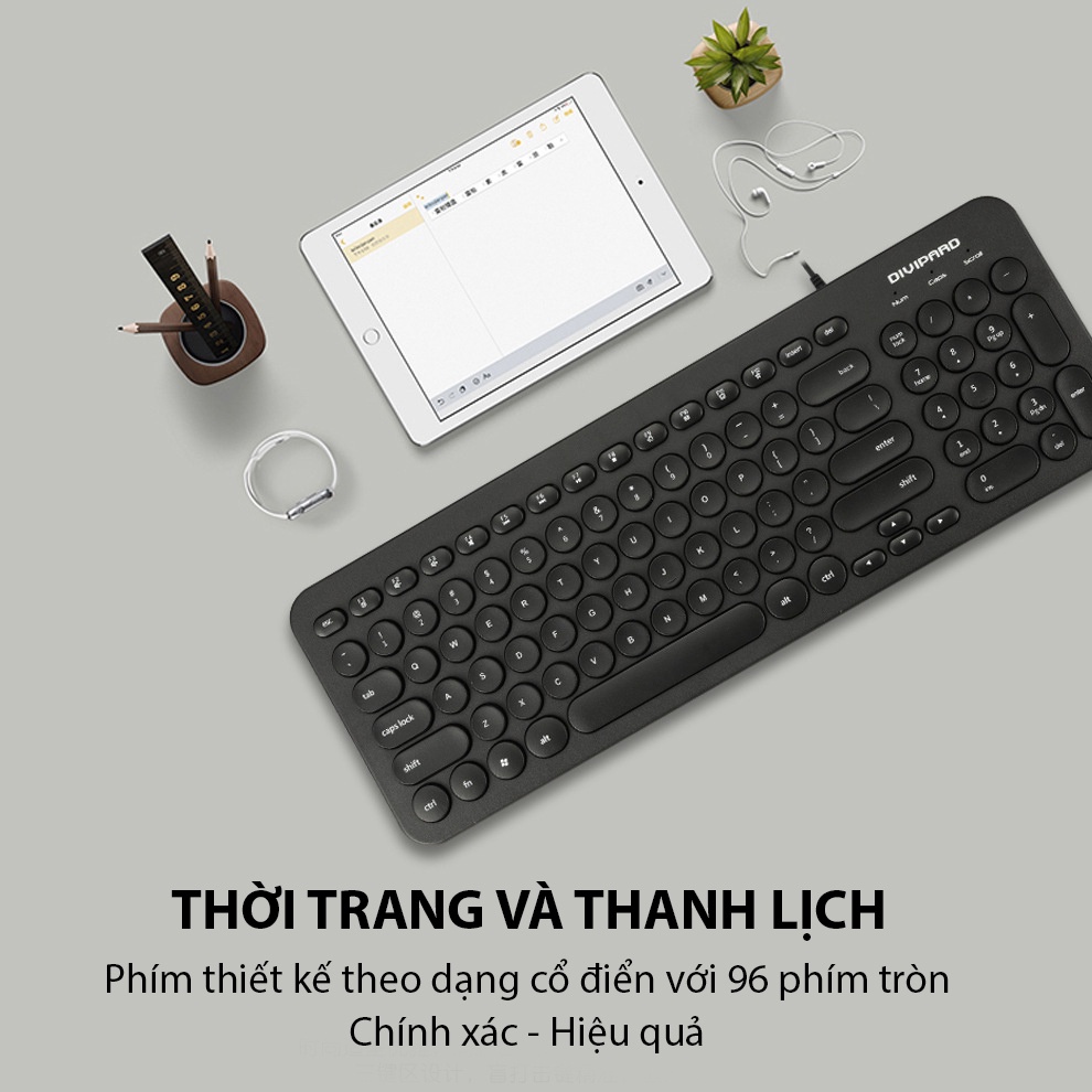 Bàn phím máy tính Coputa bàn phím văn phòng có dây phím tròn nhiều màu D520