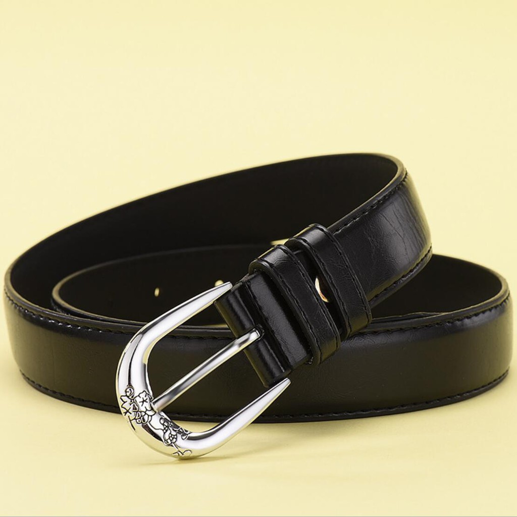 Fashion Women's Belt Engraved Metal Buckle Design Leather Belts Good For Jeans