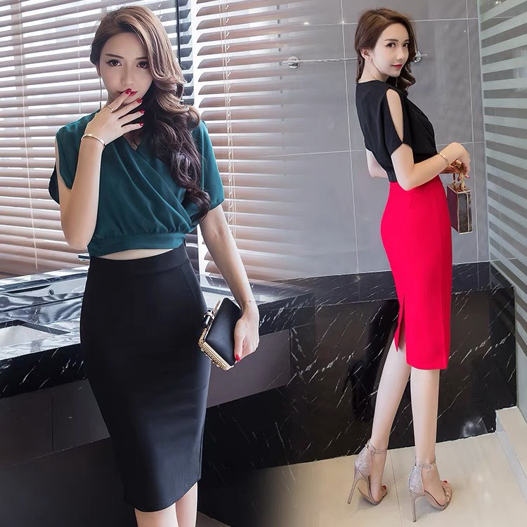 Chân Váy Bút Chì Công Sở Co Giãn Dáng Dài Công Sở D58cm