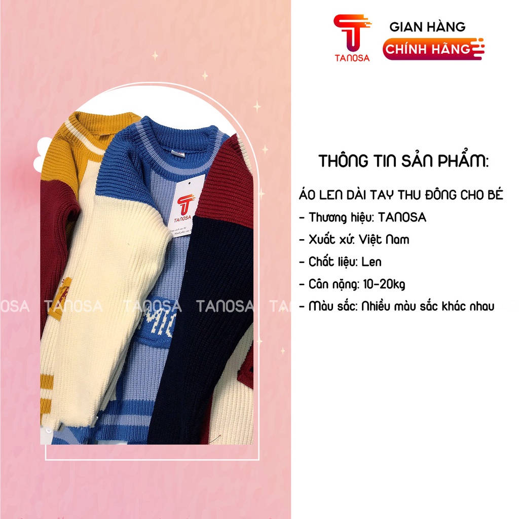 Áo len dài tay TANOSA thời trang trẻ em thu đông cho bé trai và gái 8-18kg
