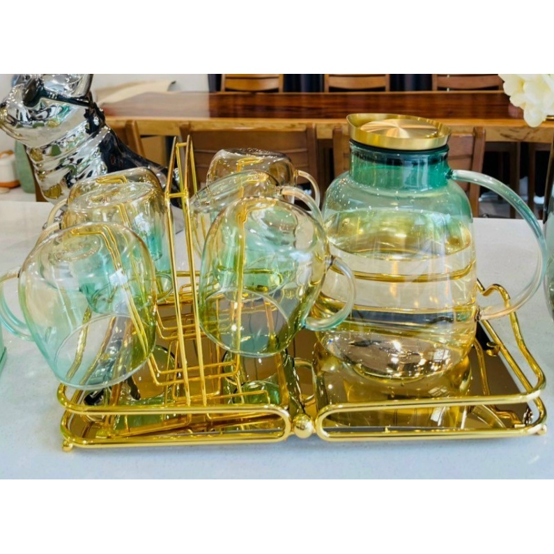 bộ cốc thủy tinh cao cấp. set thủy tinh cao cấp. cốc chén. ấm chén uống nước. bộ ly thủy tinh cao cấp. hoangdecor