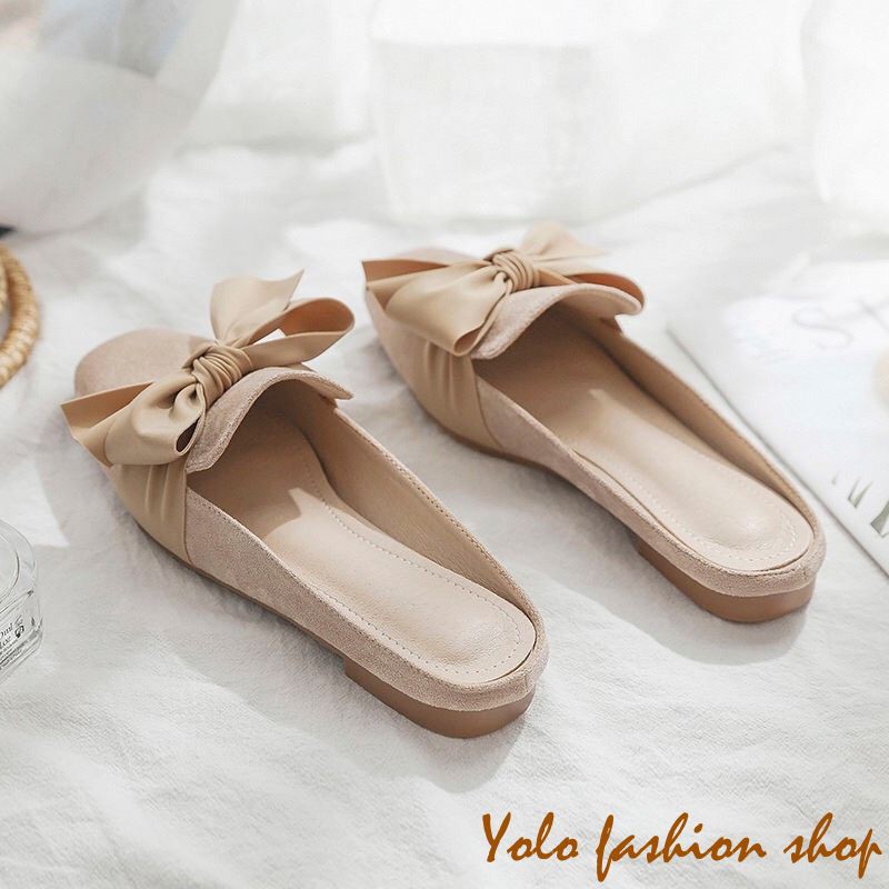 Giày lười slip on nữ kiểu dáng đơn giản thắt nơ xinh xắn -GL17 | BigBuy360 - bigbuy360.vn